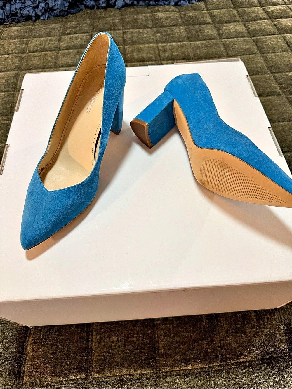 Eileen Fisher Lily Suede Pump Blue Pointed-Toe Heels